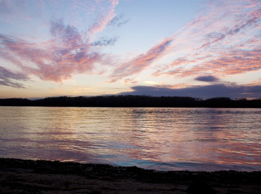 Sunset over the River in Clinton, Iowa